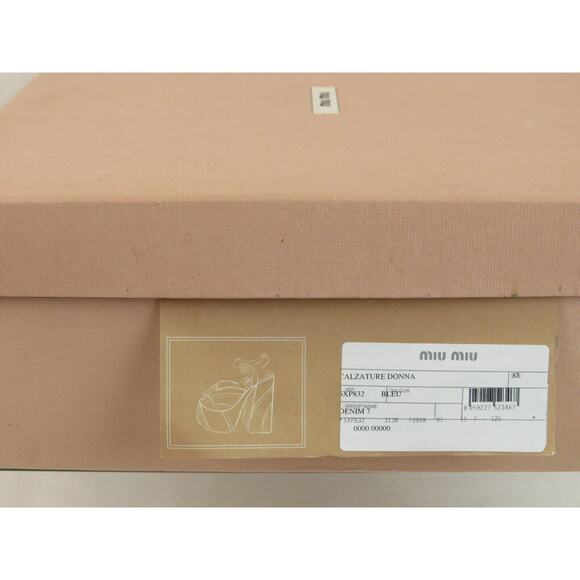 MIU MIU 5XP832 BLUE WASHED DENIM BUCKLE ANKLE STRAP SANDAL PLATFORM PUMPS 37 - Picture 14 of 14